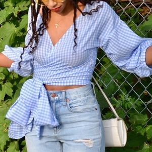 Asos Pull & Bear gingham wrap top
